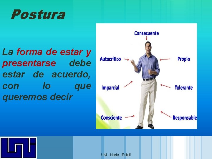 Postura La forma de estar y presentarse debe estar de acuerdo, con lo queremos Postura La forma de estar y presentarse debe estar de acuerdo, con lo queremos