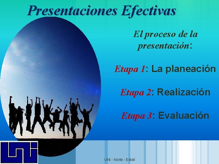 Presentaciones Efectivas El proceso de la presentación: Etapa 1: La planeación Etapa 2: Realización Presentaciones Efectivas El proceso de la presentación: Etapa 1: La planeación Etapa 2: Realización