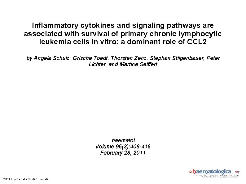 Inflammatory cytokines and signaling pathways are associated with survival of primary chronic lymphocytic leukemia