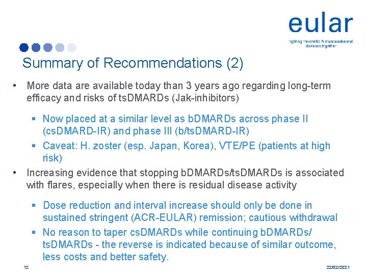 Summary of Recommendations (2) • More data are available today than 3 years ago