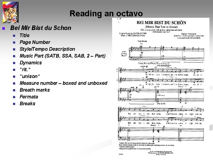 Reading an octavo n Bei Mir Bist du Schon n n Title Page Number Reading an octavo n Bei Mir Bist du Schon n n Title Page Number