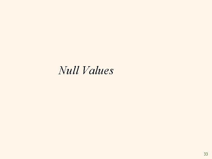 Null Values 33 