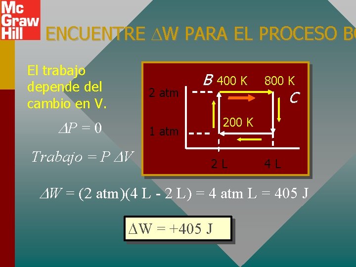 ENCUENTRE W PARA EL PROCESO BC El trabajo depende del cambio en V. 2