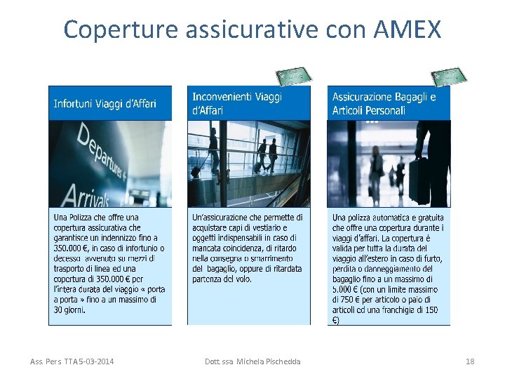Coperture assicurative con AMEX Ass. Pers. TTA 5 -03 -2014 Dott. ssa Michela Pischedda