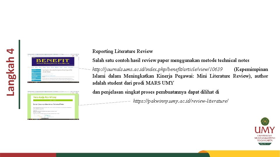 Langkah 4 Reporting Literature Review Salah satu contoh hasil review paper menggunakan metode technical