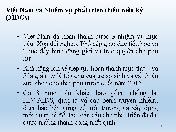Viê t Nam và Nhiê m vu pha t triê n thiên niên kỷ