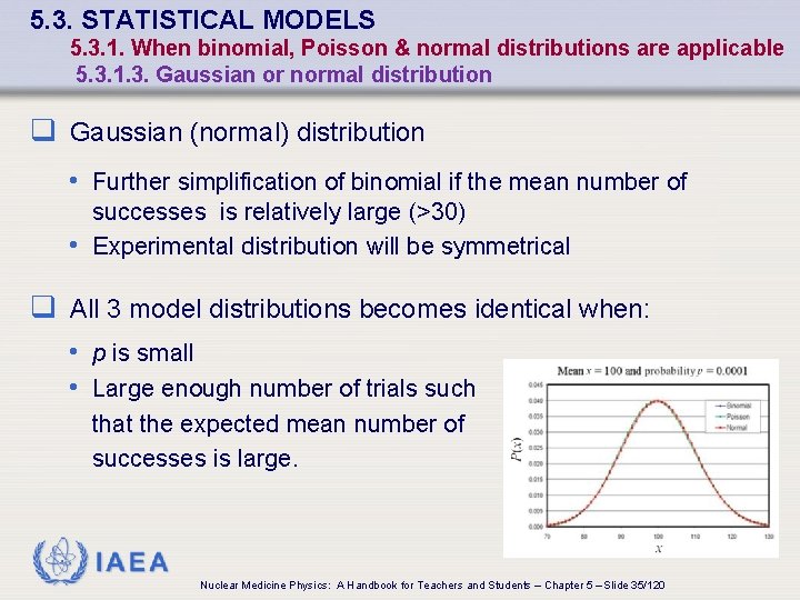 5. 3. STATISTICAL MODELS 5. 3. 1. When binomial, Poisson & normal distributions are
