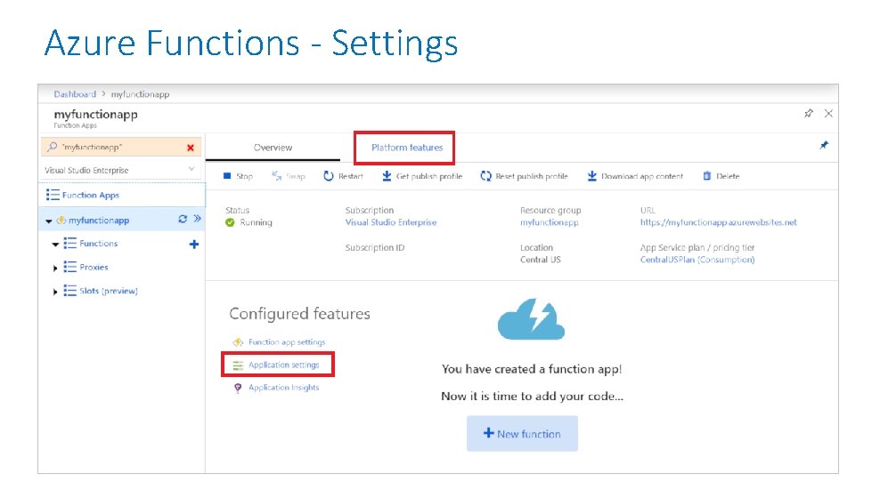 Azure Functions - Settings 