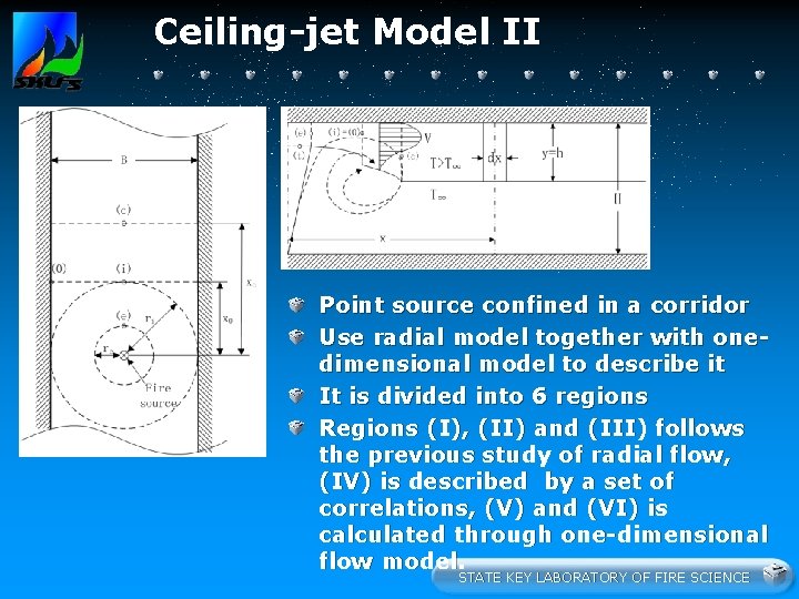 Ceiling-jet Model II Point source confined in a corridor Use radial model together with
