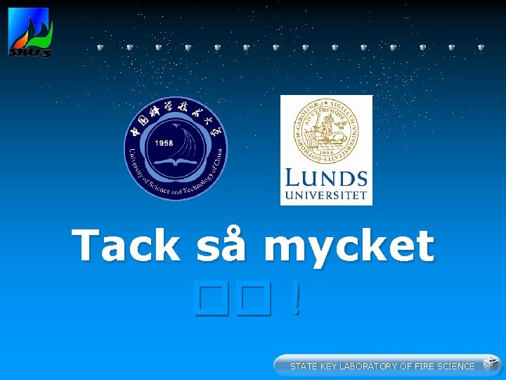 Tack så mycket ��！ STATE KEY LABORATORY OF FIRE SCIENCE 