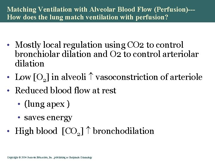 Matching Ventilation with Alveolar Blood Flow (Perfusion)--How does the lung match ventilation with perfusion?