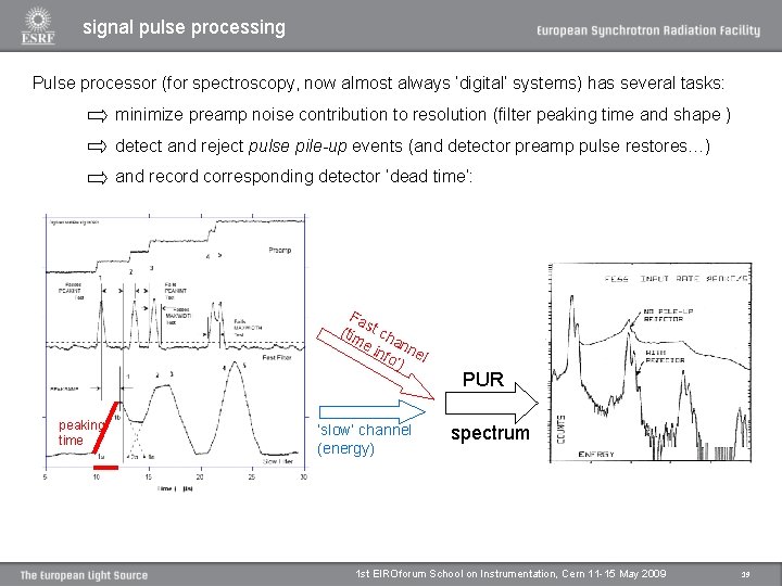 signal pulse processing Pulse processor (for spectroscopy, now almost always ‘digital’ systems) has several