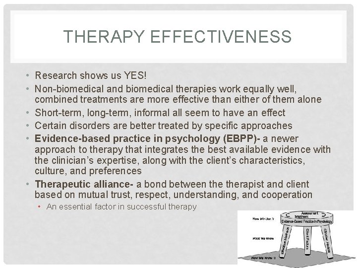 THERAPY EFFECTIVENESS • Research shows us YES! • Non-biomedical and biomedical therapies work equally