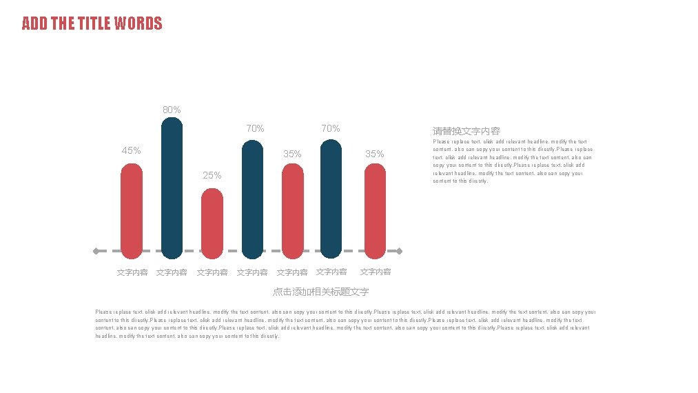 ADD THE TITLE WORDS 80% 70% 45% 35% 请替换文字内容 35% 25% 文字内容 文字内容 Please