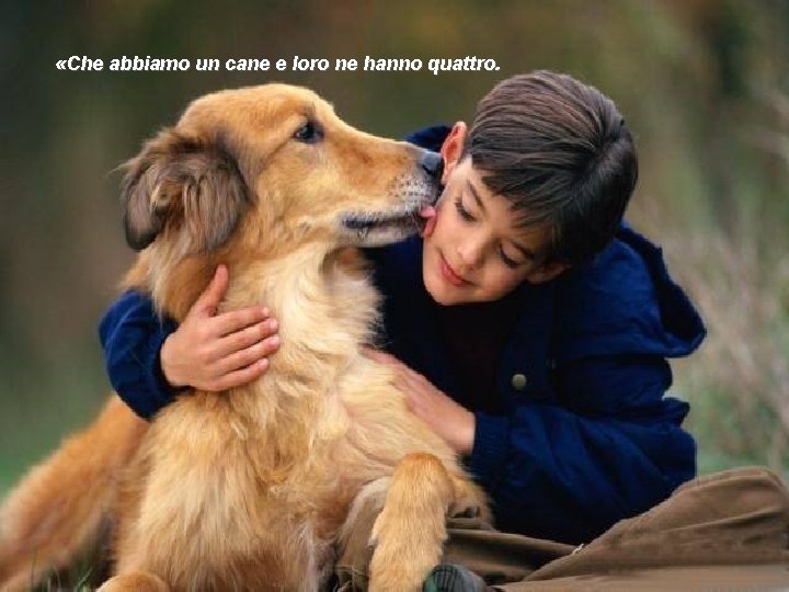  «Che abbiamo un cane e loro ne hanno quattro. 