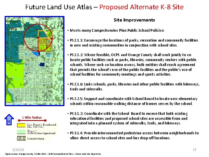 Future Land Use Atlas – Proposed Alternate K-8 Site Improvements • Meets many Comprehensive