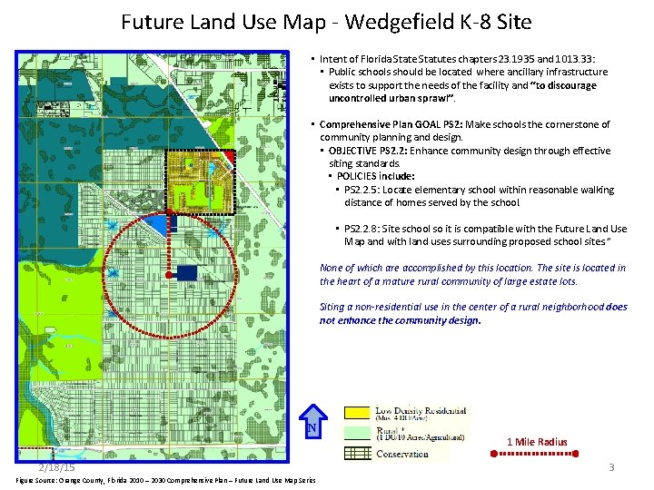 Future Land Use Map - Wedgefield K-8 Site • Intent of Florida State Statutes