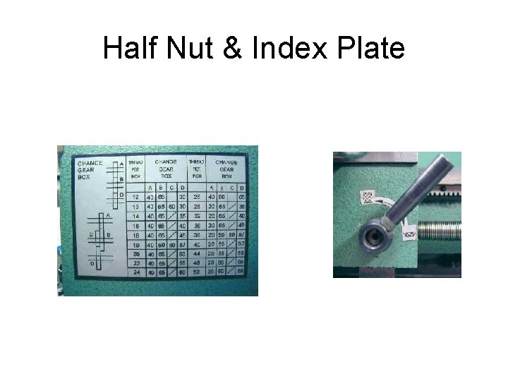 Half Nut & Index Plate 
