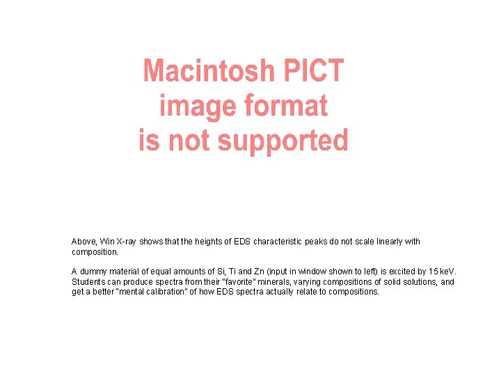 Above, Win X-ray shows that the heights of EDS characteristic peaks do not scale
