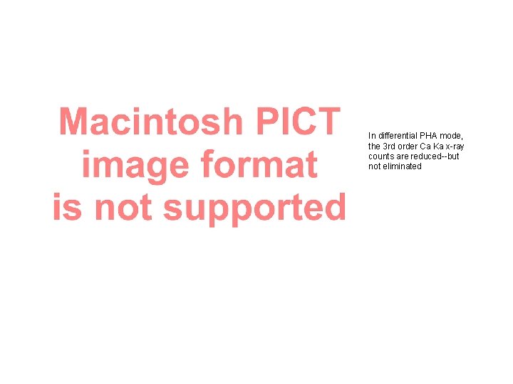 In differential PHA mode, the 3 rd order Ca Ka x-ray counts are reduced--but