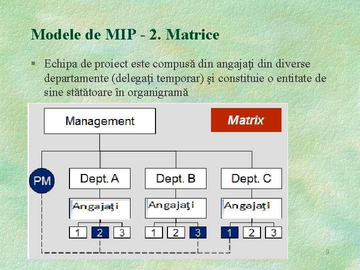 Modele de MIP - 2. Matrice § Echipa de proiect este compusǎ din angajaţi