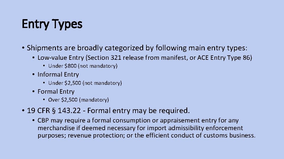 Section 321 Entry Type 86 Andrew Park