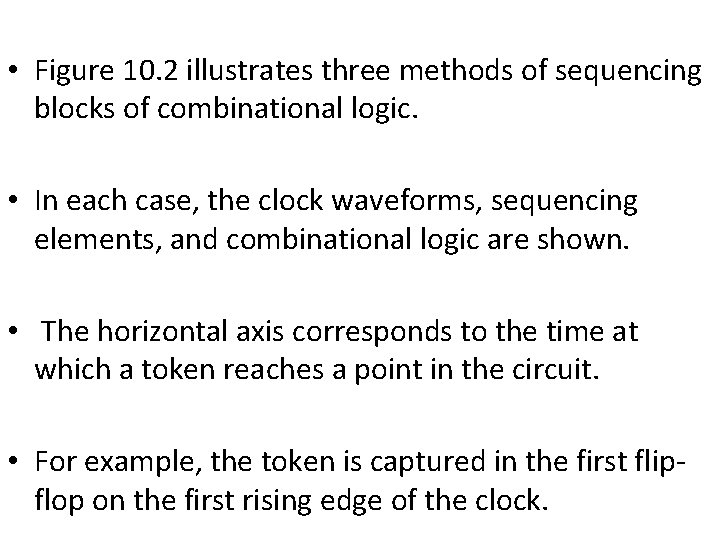  • Figure 10. 2 illustrates three methods of sequencing blocks of combinational logic.