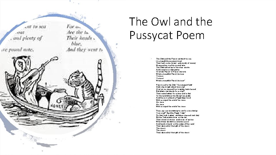 The Owl and the Pussycat Poem • The Owl and the Pussy-cat went to