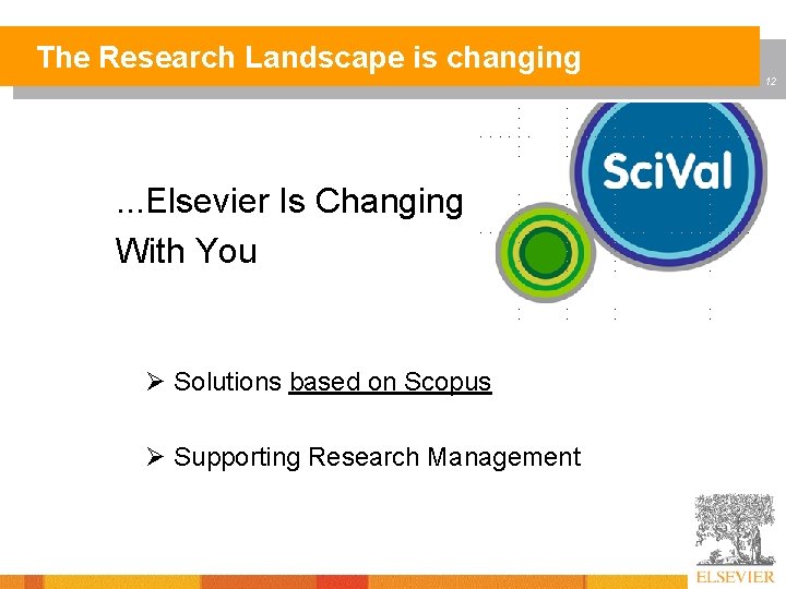 The Research Landscape is changing 12 . . . Elsevier Is Changing With You