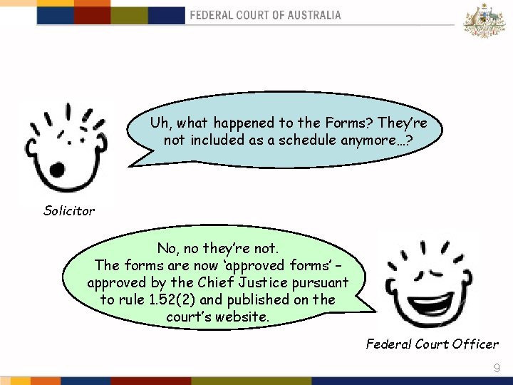 Uh, what happened to the Forms? They’re not included as a schedule anymore…? Solicitor