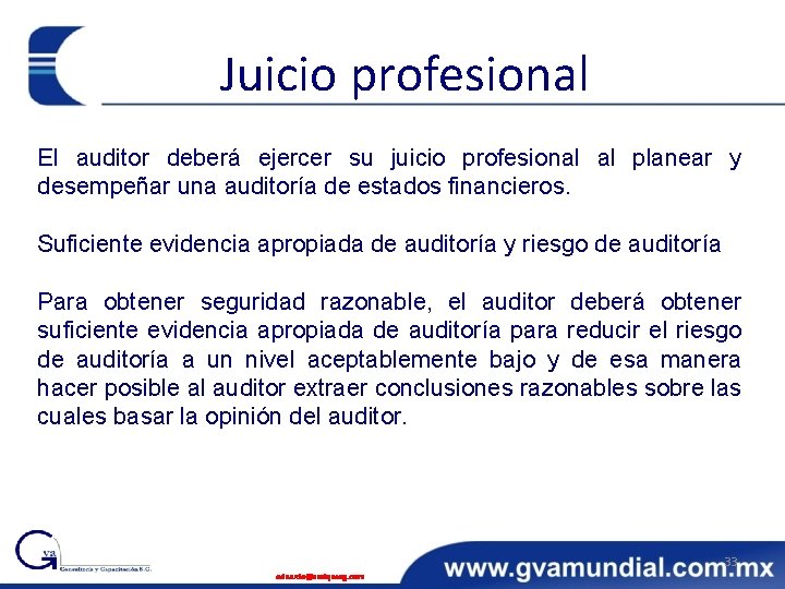 Juicio profesional El auditor deberá ejercer su juicio profesional al planear y desempeñar una