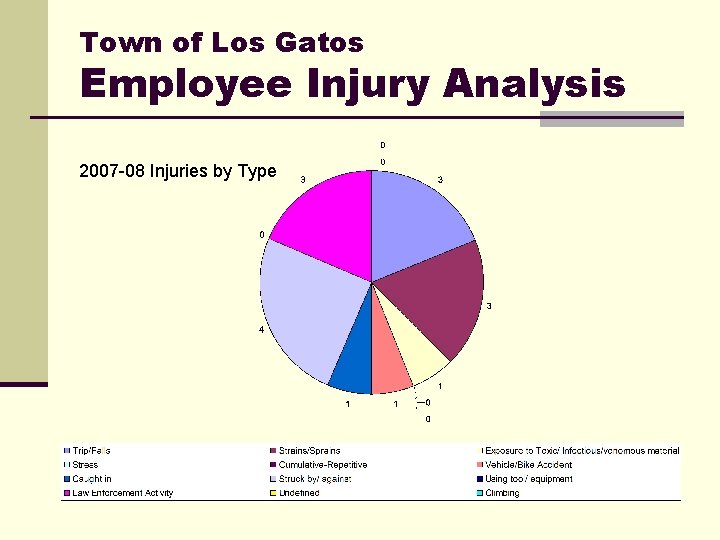 Town of Los Gatos Employee Injury Analysis 2007 -08 Injuries by Type 