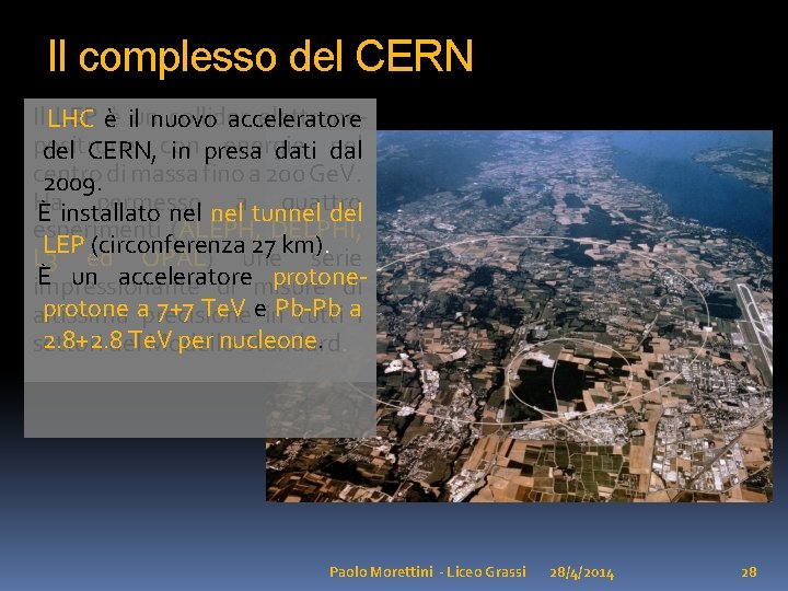 Il complesso del CERN Il LHC LEP èè ilunnuovo collider elettroneacceleratore positrone energie nel