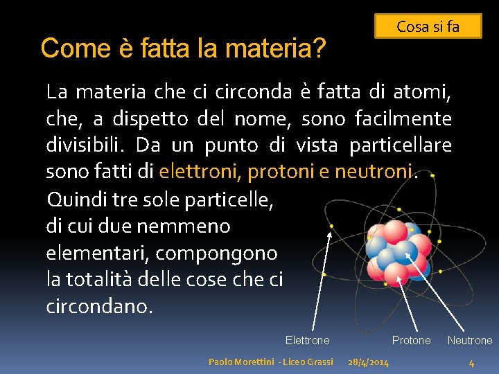 Cosa si fa Come è fatta la materia? La materia che ci circonda è