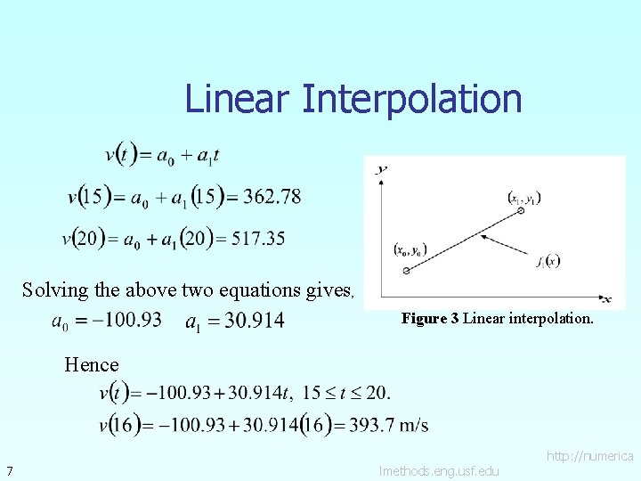 Linear Interpolation Solving the above two equations gives, Figure 3 Linear interpolation. Hence 7 Linear Interpolation Solving the above two equations gives, Figure 3 Linear interpolation. Hence 7