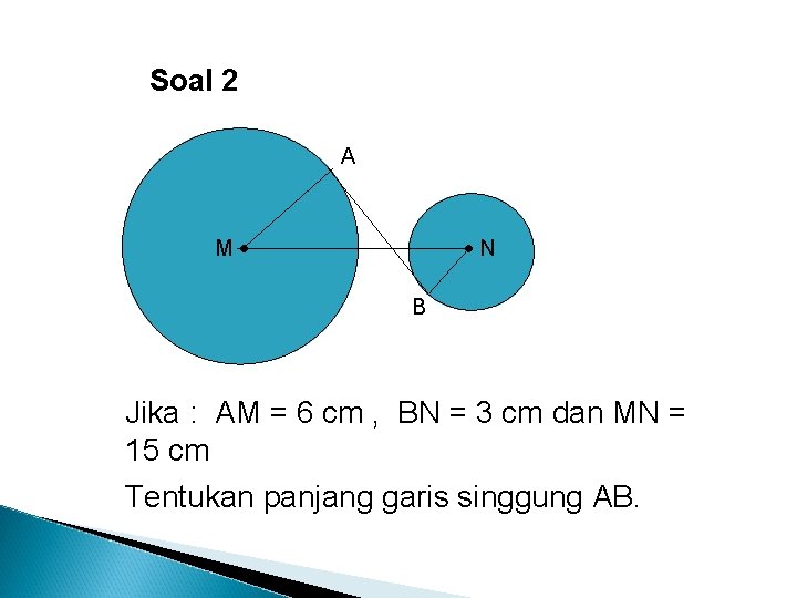 Soal 2 A N M B Jika : AM = 6 cm , BN