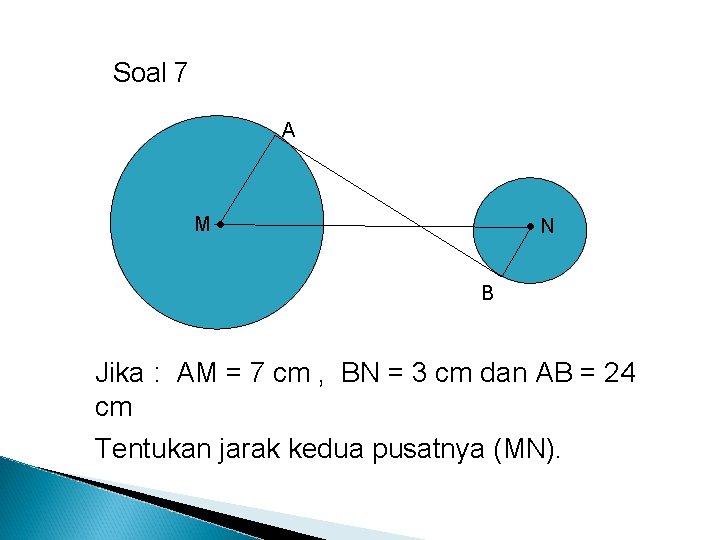 Soal 7 A M N B Jika : AM = 7 cm , BN