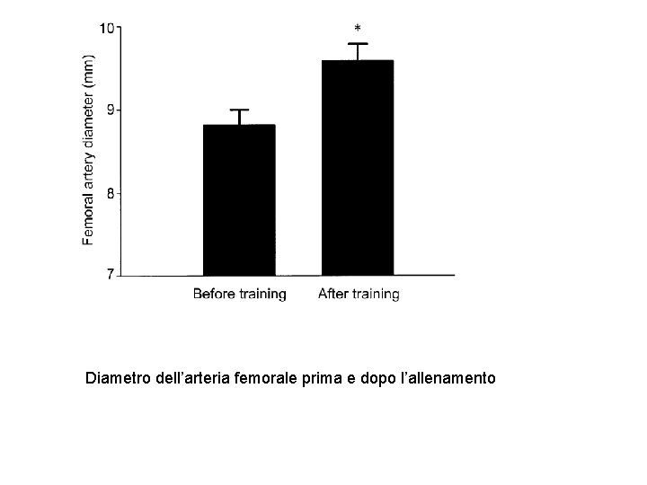 Diametro dell’arteria femorale prima e dopo l’allenamento 