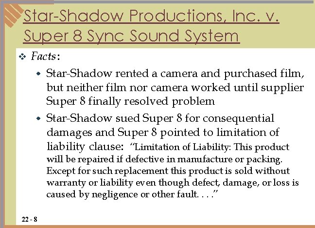 Star-Shadow Productions, Inc. v. Super 8 Sync Sound System v Facts : w Star-Shadow Star-Shadow Productions, Inc. v. Super 8 Sync Sound System v Facts : w Star-Shadow