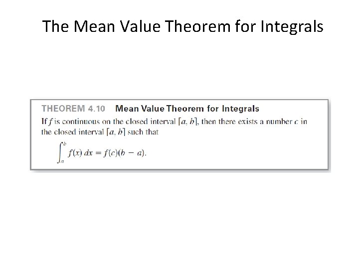 The Mean Value Theorem for Integrals 