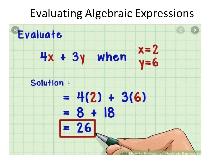 Evaluating Algebraic Expressions 