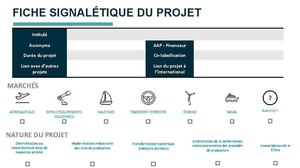 FICHE SIGNALÉTIQUE DU PROJET Intitulé Acronyme AAP - Financeur Durée du projet Co-labellisation Lien