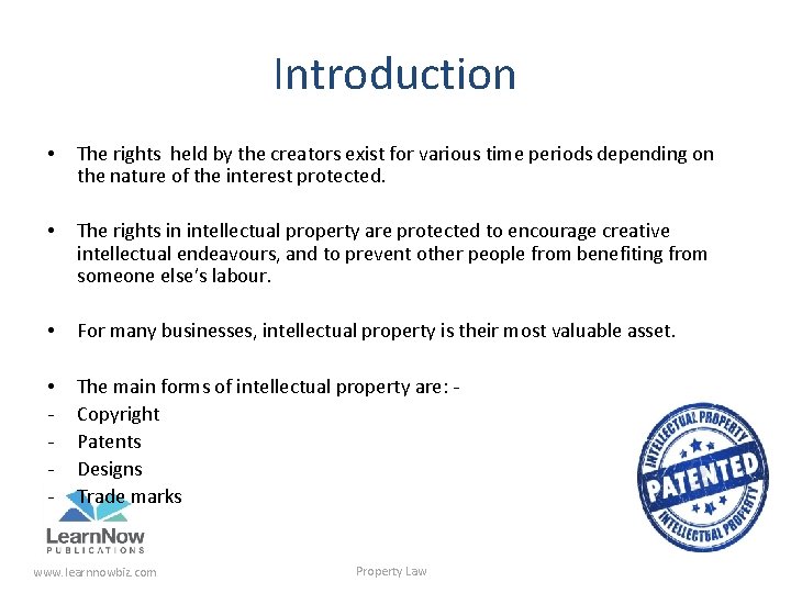 Introduction • The rights held by the creators exist for various time periods depending