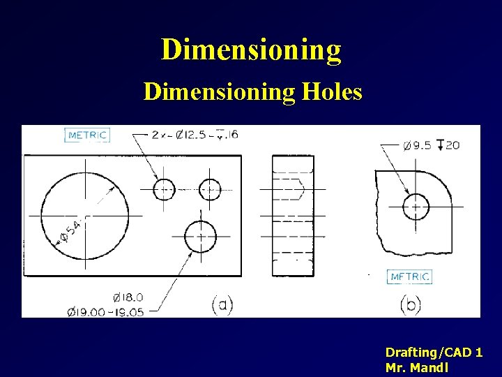 Dimensioning Holes Drafting/CAD 1 Mr. Mandl Dimensioning Holes Drafting/CAD 1 Mr. Mandl