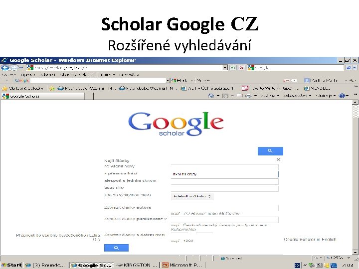 Scholar Google CZ Rozšířené vyhledávání 