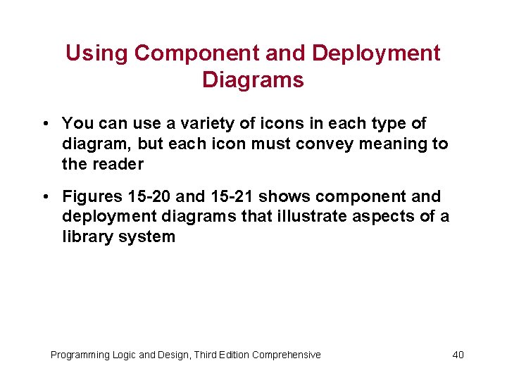 Using Component and Deployment Diagrams • You can use a variety of icons in