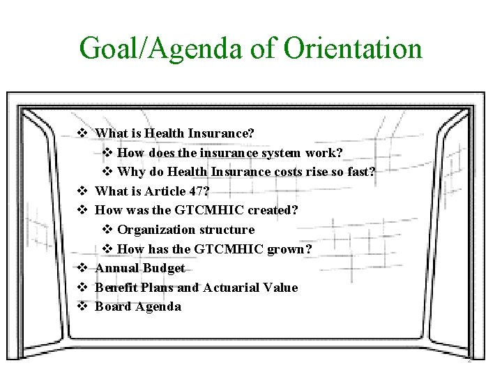 Goal/Agenda of Orientation v What is Health Insurance? v How does the insurance system