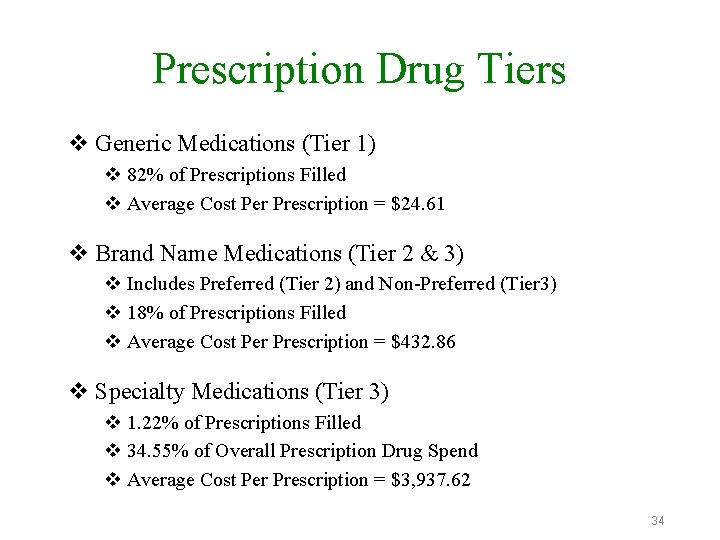 Prescription Drug Tiers v Generic Medications (Tier 1) v 82% of Prescriptions Filled v Prescription Drug Tiers v Generic Medications (Tier 1) v 82% of Prescriptions Filled v