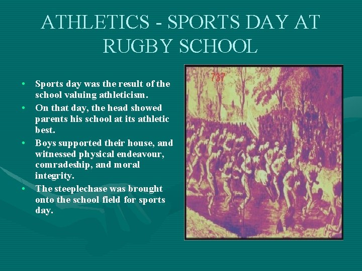 ATHLETICS - SPORTS DAY AT RUGBY SCHOOL • Sports day was the result of