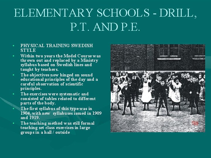 ELEMENTARY SCHOOLS - DRILL, P. T. AND P. E. • • • PHYSICAL TRAINING